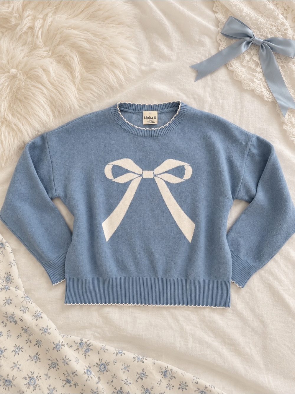 Nikka K Knit Sweater Coquette Cropped Pullover